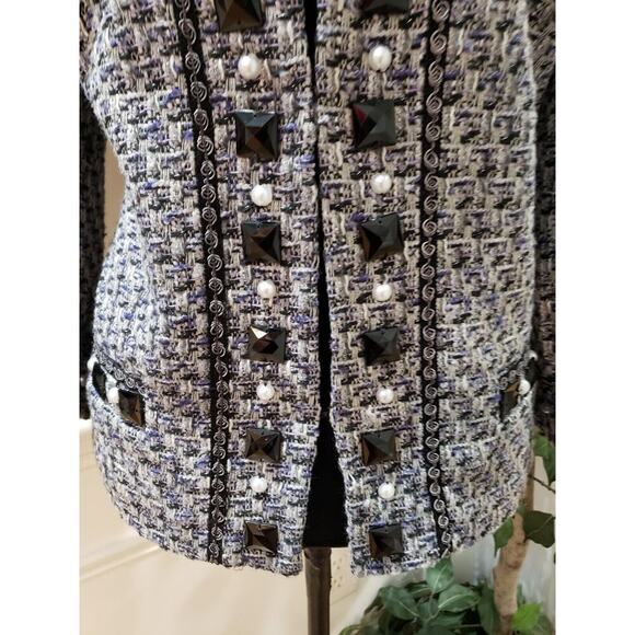 ECI Women Multi Rhinestone Lined Polyester Long Sleeve Casual Jacket Size Medium - Picture 3 of 14